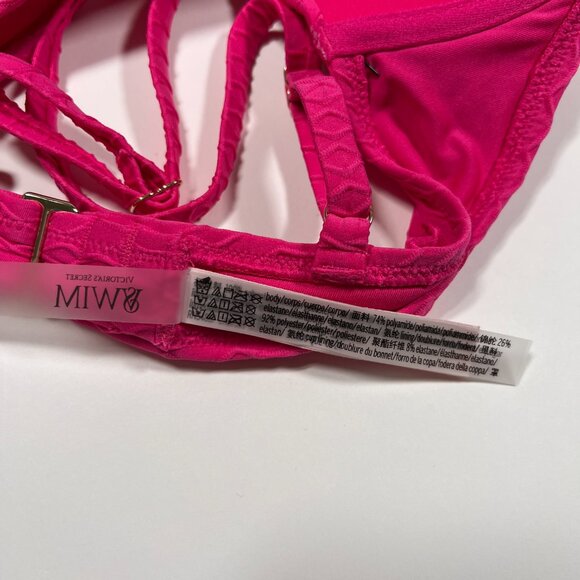 Victoria Secret 32C S SEXY TEE Push Up Bikini Top Bottom Set Textured Pink - Picture 6 of 6